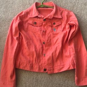 Salmon colored polo jacket
